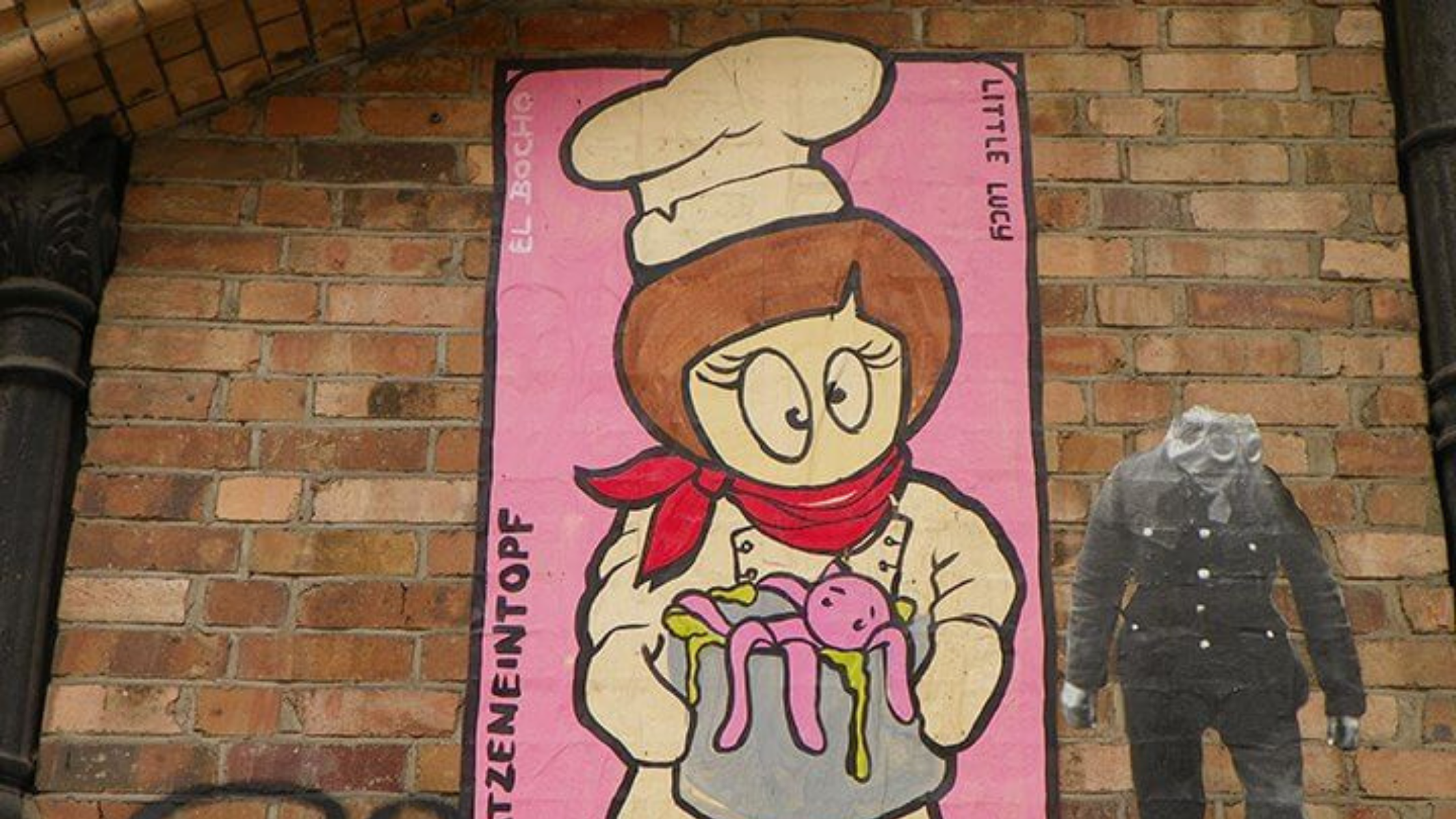 Image a woman painted on a wall