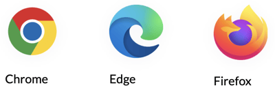 Logos of Chrome, Edge and Firefox