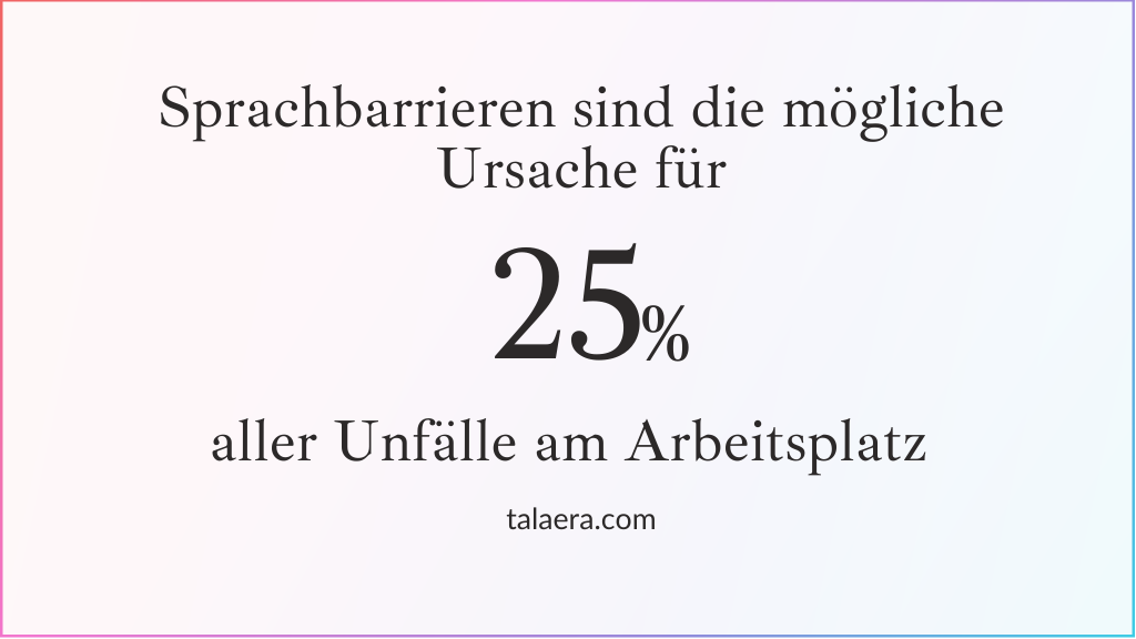 Abbildung: Sprachbarrieren sind die mögliche Ursache für 25 Prozent der Unfälle am Arbeitsplatz. Quelle: talaera.com