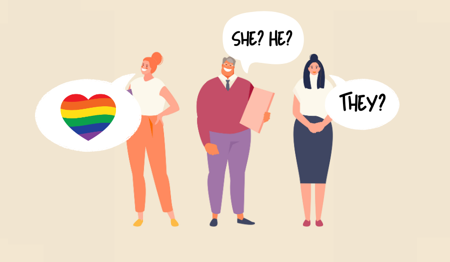 Illustration: One person says,