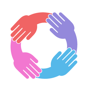 Icon hands in a circle holding each other