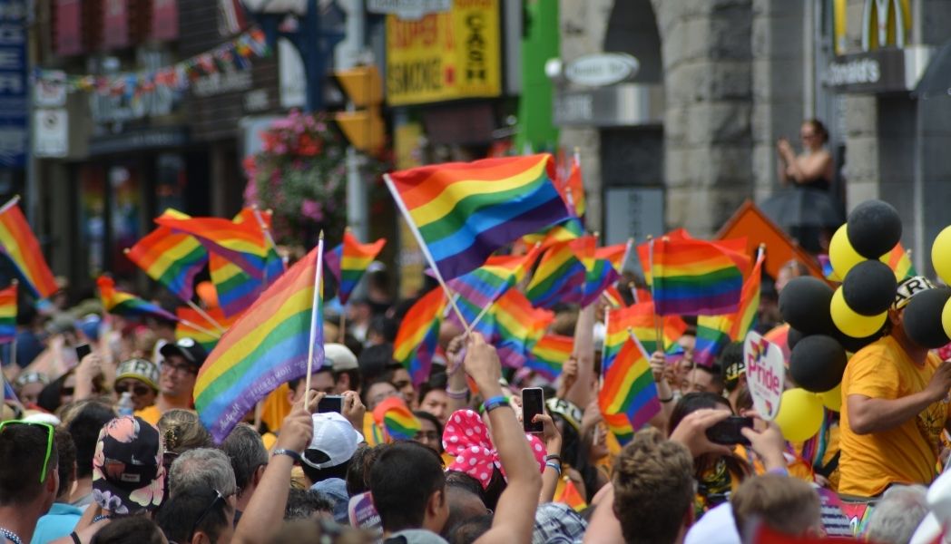 Rainbow coloured flags