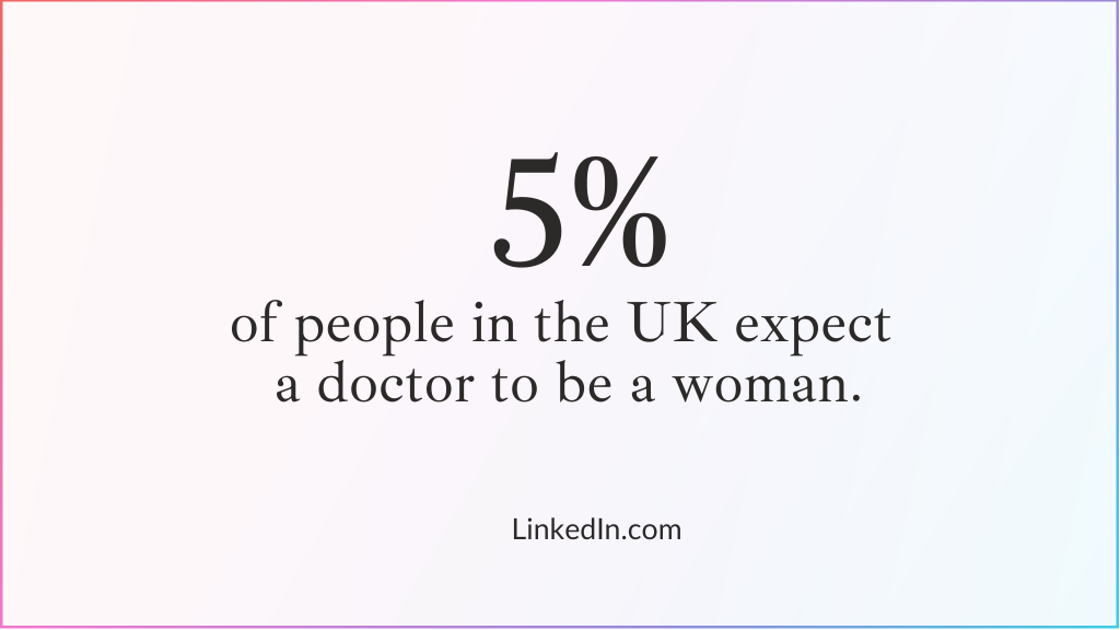 Figure: 5 percent of people in the UK expect a doctor to be a woman. Source: LinkedIn.com